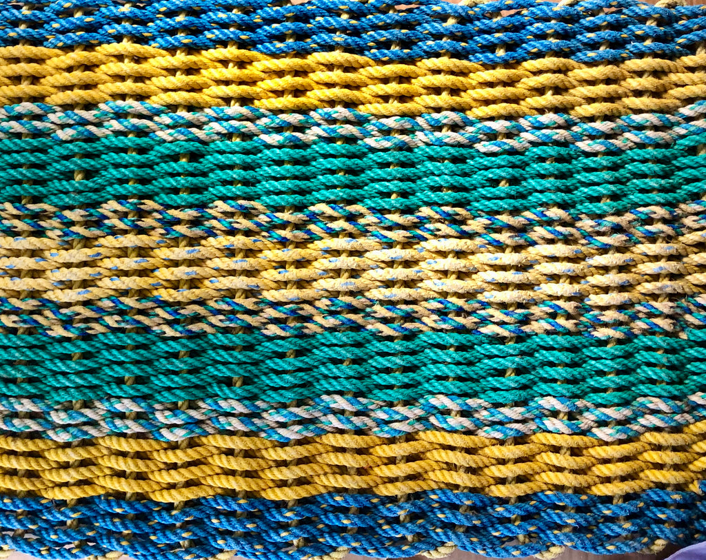 One-of-a-kind Rug of Blue, Yellow and Green