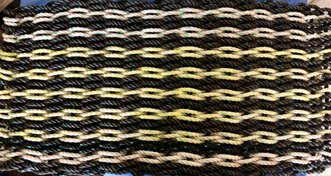 Black, Yellow, White Striped Rope Rug